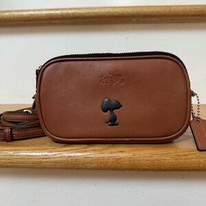 Coach x Peanuts Brown Leather Crossbody Bag with Snoopy